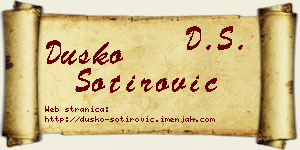Duško Sotirović vizit kartica
